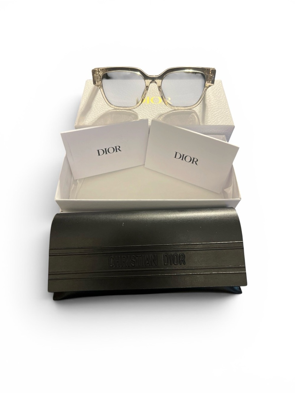 Dior Clear Frame Sunglasses with Gray Lenses - Picture 7 of 8